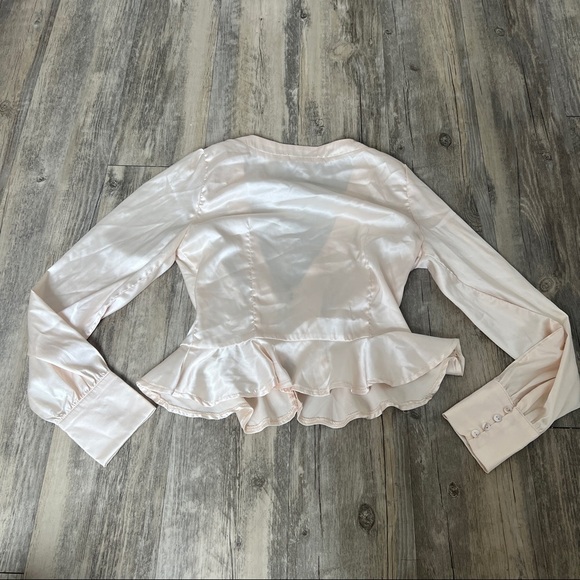 ETOPHE Studios Ivory Satin Hook Front Peplum Blouse - Picture 4 of 5